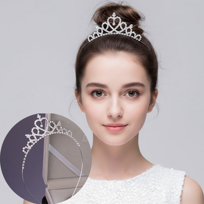 티아라 왕관 머리띠 큐빅 빗핀