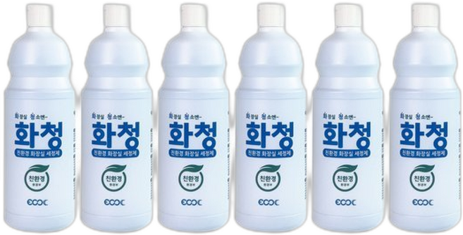 화청 친환경 화장실 세정제 요석제거 변기 욕실 녹 석화 청소, 6개, 1000ml