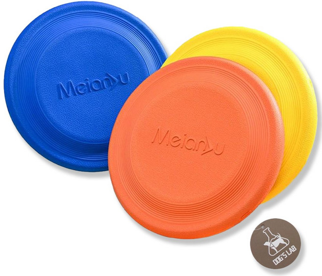 독스랩 강아지 원반 프리스비 장난감 부메랑, 1개, 블루+옐로우+오렌지