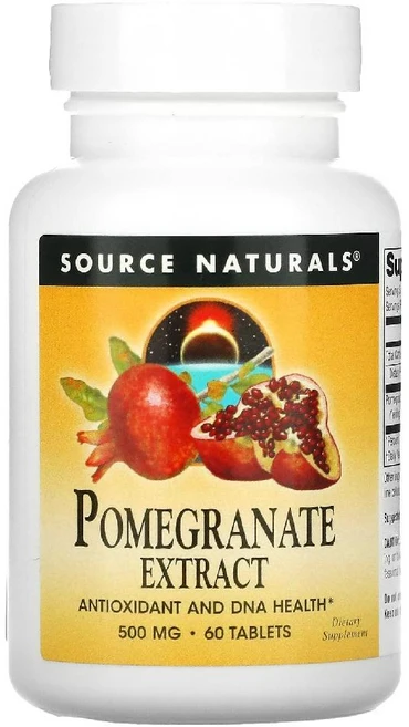 Source Naturals 엘라그산 함유 석류 Pomegranate 추출물 500mg 60정, 1개 - 쿠팡