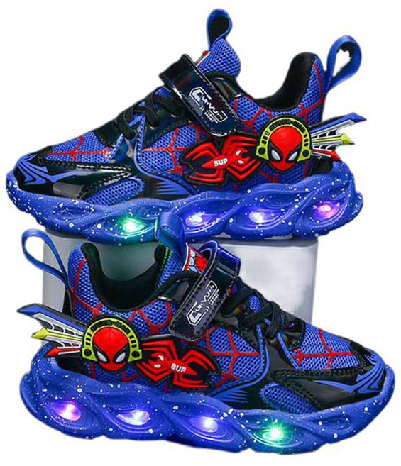 셀럽당 청소년용 스파이더맨 LED 운동화