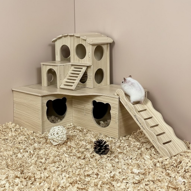 햄찌무드 햄스터 원목 은신처 미로룸 계단, 1세트, 미로룸 계단 B