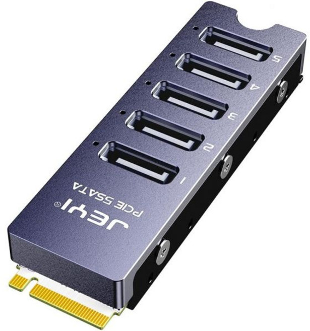 NVMe M.2 to SATA 어댑터 with 방열판 내부 5포트 비 RAID III 6Gb/s 카드 NAS 서버 데스크탑 PC 지원 SSD 및 HDD USA, JEYI NVMe M.2 to SATA 어댑터 히트싱크