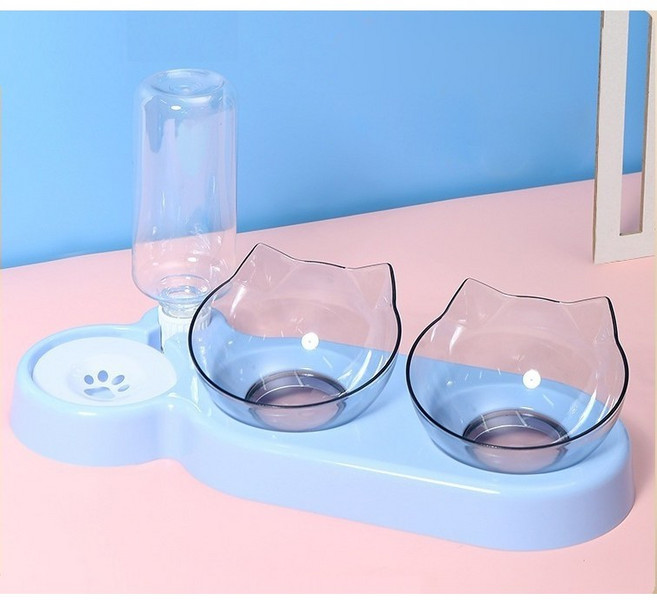 강아지 고양이 급식기 급수기 반자동물통 밥그릇 식기 펫리치, 블루, 1개