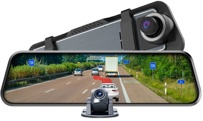 領先者 ES-29 4K 高清流媒體盲區偵測全螢幕觸控後視鏡行車記錄器, 標配1組+64GB記憶卡, 2GB