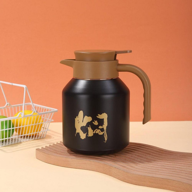 316不鏽鋼燜茶壺 家用泡茶壺, 黑色1800ML, 1套, 1800L