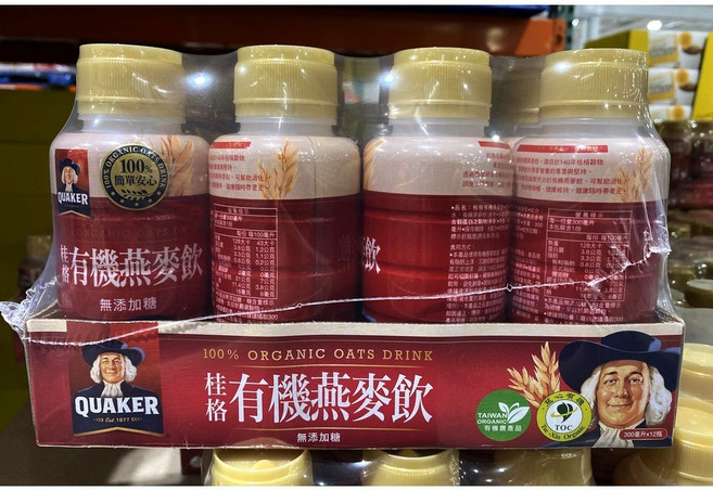 桂格 有機 燕麥飲 無添加糖 300毫升 x 12入, 12個, 300ml