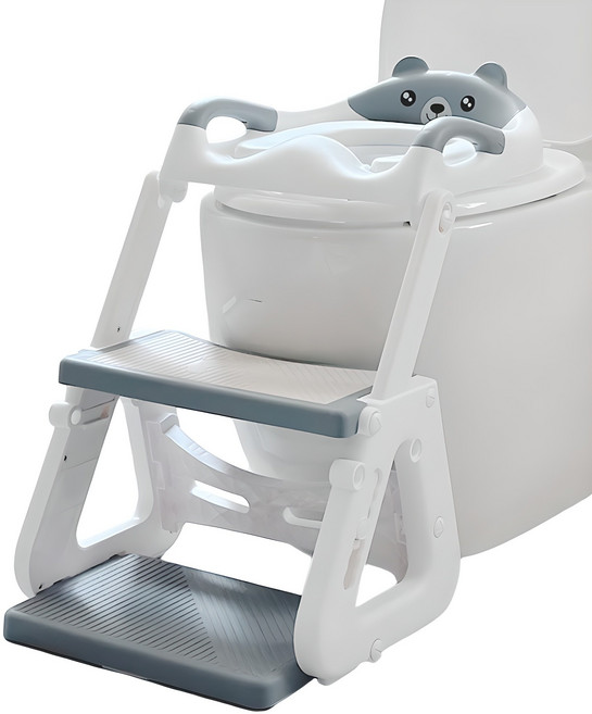 바브레 유아용 곰돌이 사다리 변기, 화이트