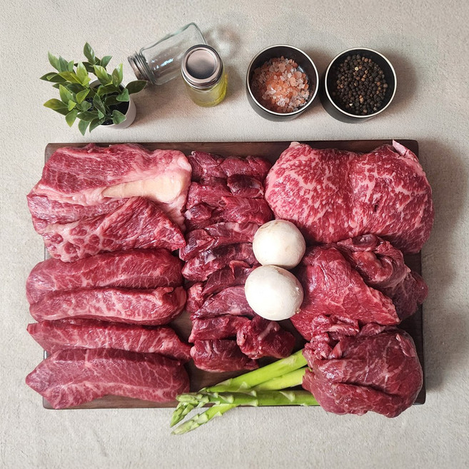 우설록 미경산 한우 1등급 프리미엄 구이용 선물세트 1kg 등심 250g + 등심 250g + 부채 250g + 제비추리 250g, 1세트