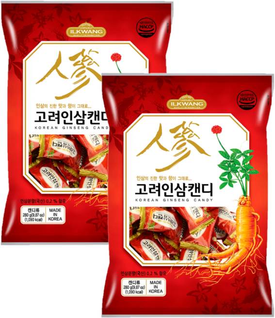 일광제과 고려인삼캔디, 2개, 280g