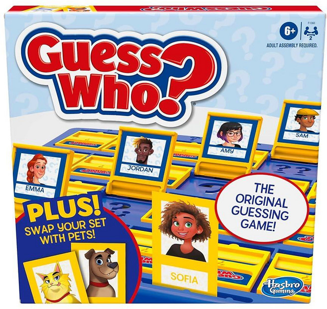 해즈브로 보드게임 Guess Who 사람과 애완 동물이 있는 보드 게임 만 6세 이상 어린이를 위한 오리지널 추측 게임 인물 카드와 애완 동물 카드 포함., 1개