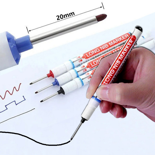 깊은 틈새 구멍 마킹 펜 목공 유리 금속 작업 표시 마카 펜 가는 세필 매직 싸인펜, 블랙