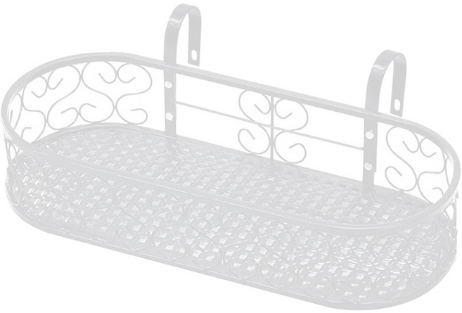 MK 베란다 화분걸이대 일반 난간용 (라운드 60 X 20cm) 난간고리2개형, 화이트