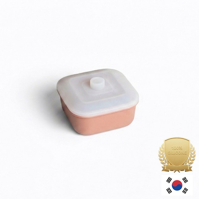 아티즌 쿡 국산 실리콘 계란찜기 전자레인지 용기 내열유리 찜기 주방용품 이유식 용기, 1개, 소형 사각 1P / 바디:피치베이지 / 뚜껑:반투명