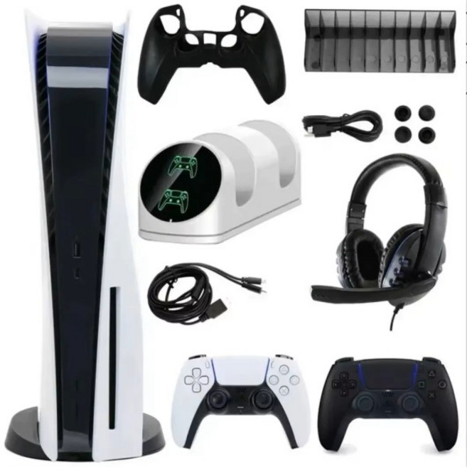 판매 PLAYSTATIONS5 디스크 버전 PS5 1TB 콘솔 825GB(최신 + 컨트롤러 2개 및 게임 10개 $300