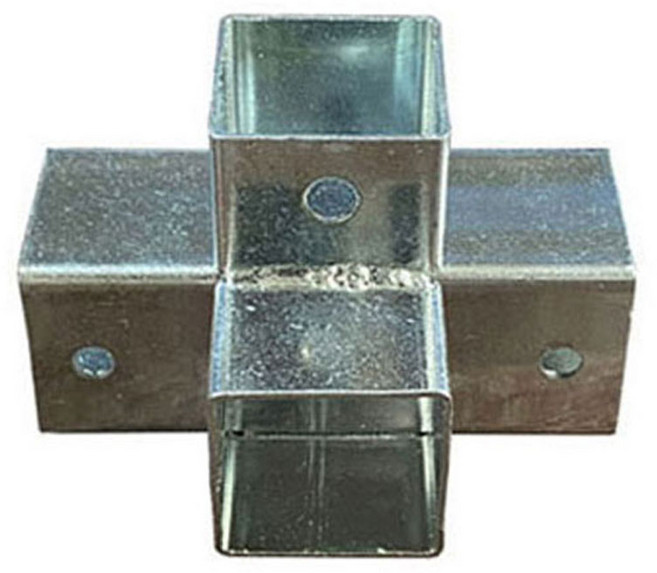 25mm 각관용 스틸 4구 사각파이프조인트 기본형 각관 구조물 결합 맥스조인트, 1개