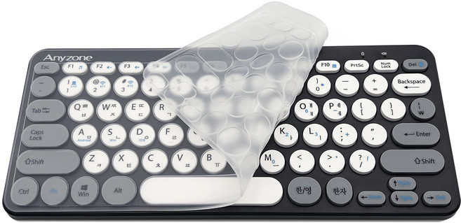 애니존 3채널 블루투스 미니 저소음 멤브레인 무선 텐키리스 키보드 + C타입 OTG젠더 + 키스킨 세트, 블랙 그레이, ANY-K5