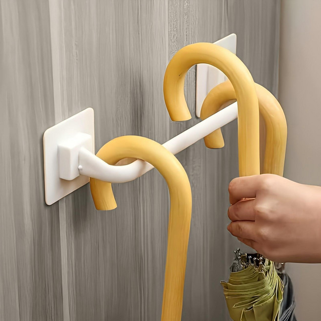 다용도 무타공 접착식 일자형 벽면행거, 22.5cm 화이트