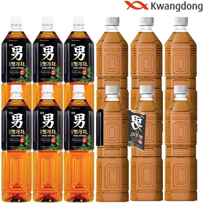 광동 진한 헛개차 1.5L + 진한 헛개차 무라벨 1.5L, 12개