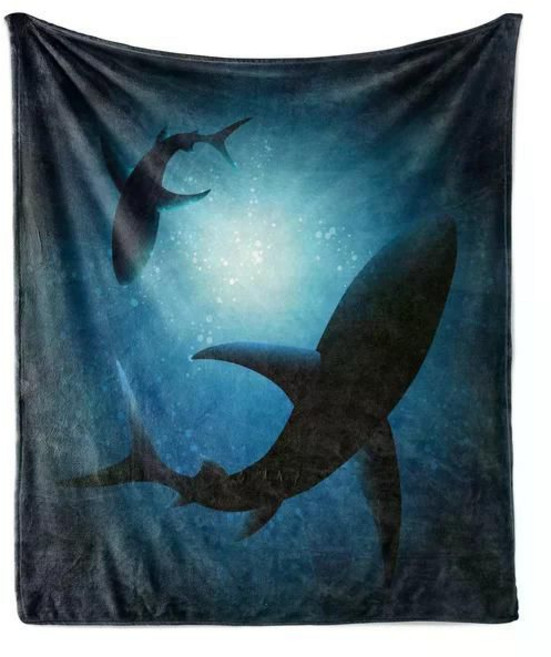 상어 담요 이불 블랭킷 침구 빈티지 유니크 레트로 클래식 귀여운 화려 물고기 동물 그림