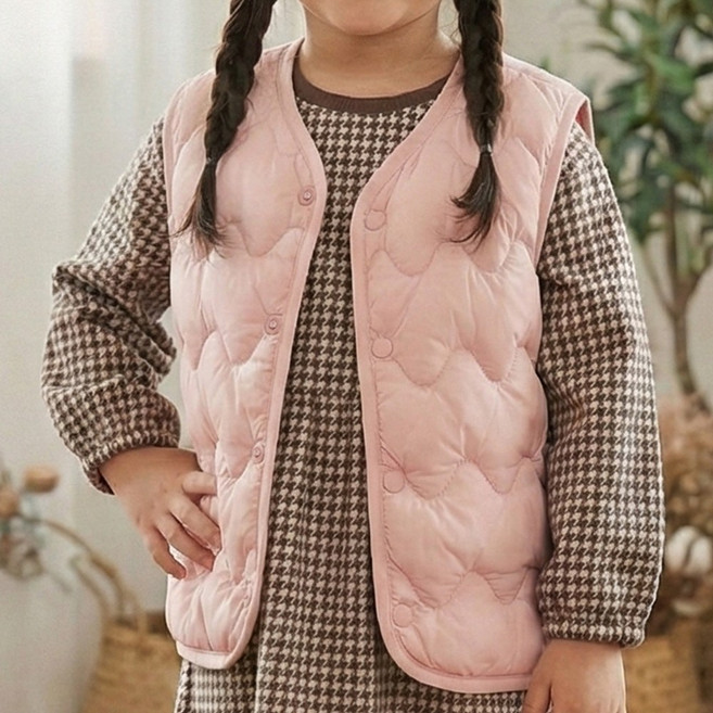 아동 퀄팅 방한조끼 파스텔톤 키즈 겨울 보온 누빔 남아 여아 따듯한 조끼