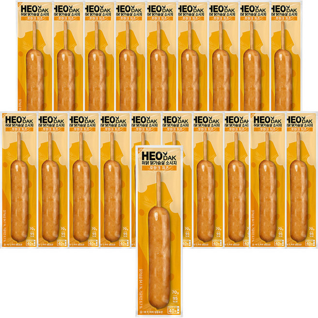 허닭 닭가슴살 소시지 후랑크 치즈 70g, 20개