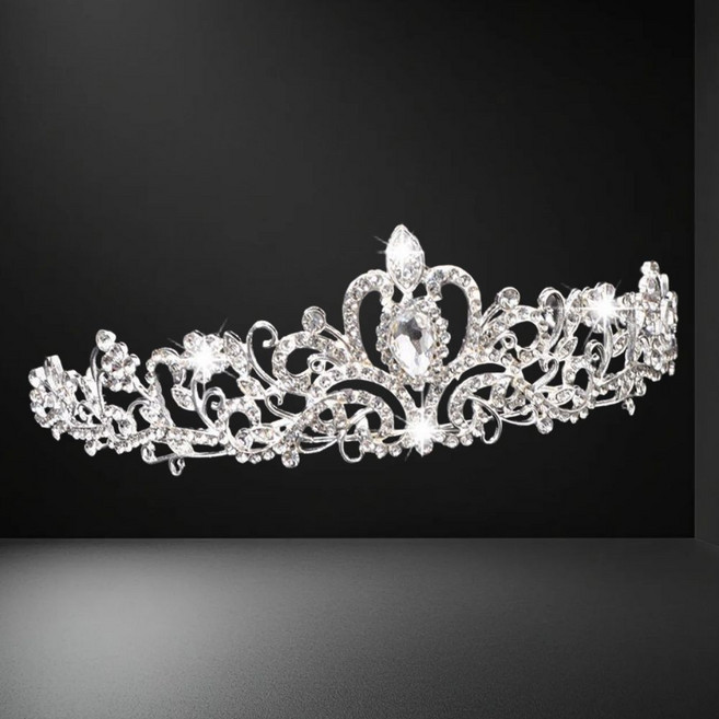 세일왕 티아라 촬영 소품 진주 큐빅 머리띠