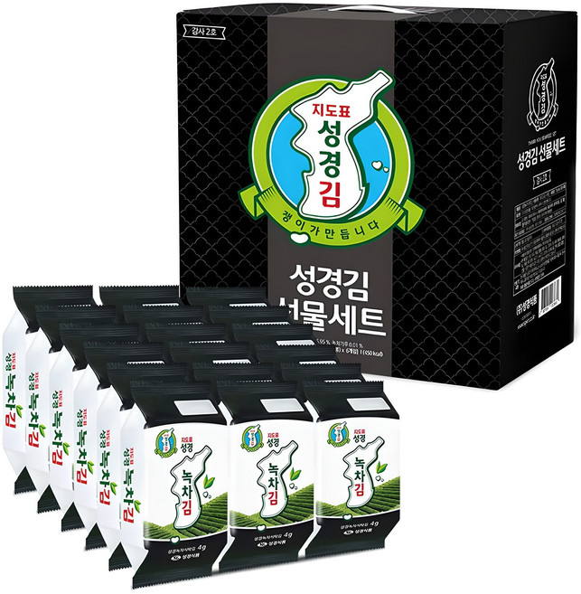 지도표성경 녹차식탁김 감사2호 4g x 18p 선물세트, 1세트
