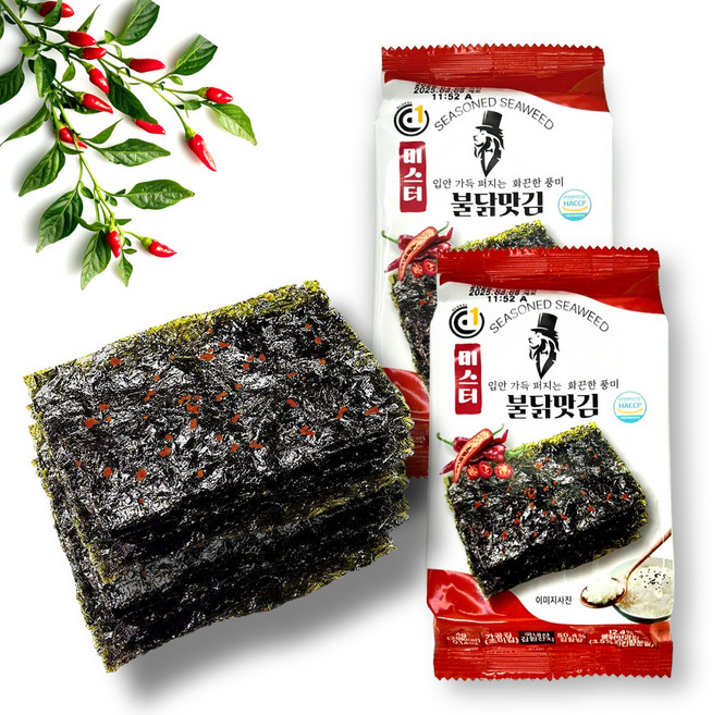 미스터김 매콤 고소한 미스터 불닭김 간식용 도시락김 48봉/64봉/80봉/ 1박스, 48개, 4g
