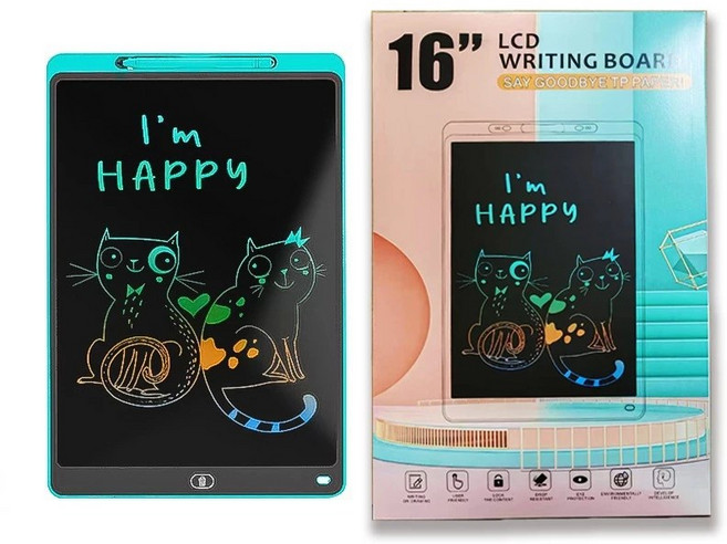 LCD手寫板, 16寸彩屏-藍色【豎屏板】, 1個