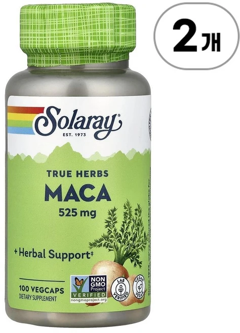 솔라레이 트루 허브 마카 Solaray True Herbs Maca 525 mg 100정, 2개 - 쿠팡