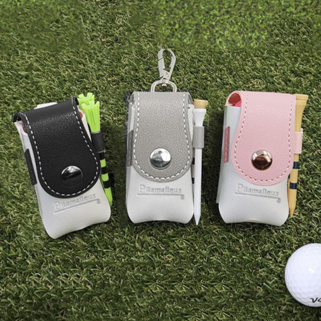 멀티 티홀더 골프공 투볼 파우치 케이스 E057, 블랙, 1개