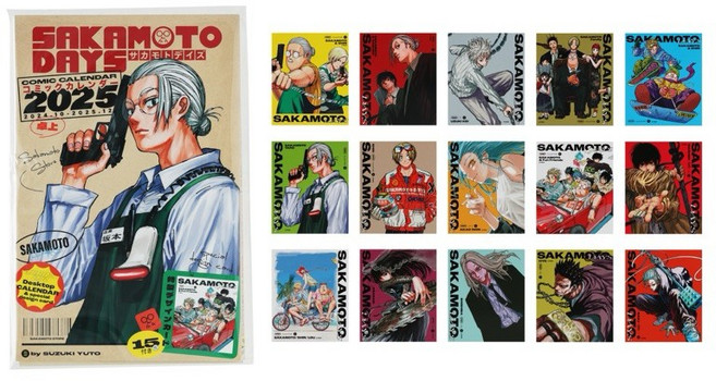 日本正版 SAKAMOTO DAYS 坂本日常 2025桌曆 明信片15張 朝倉信 陸少糖 南雲 大佛, 1個