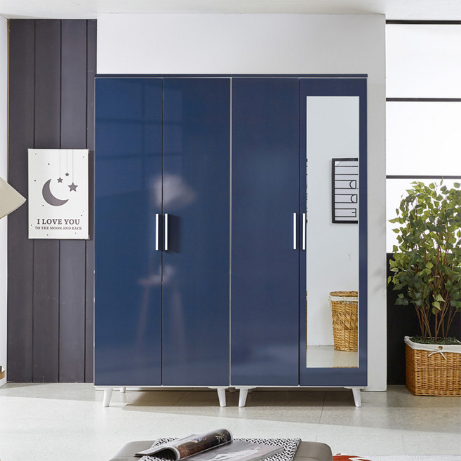 이노센트 캐스 1600 거울 옷장+이불장 세트 i103906, 네이비_103906