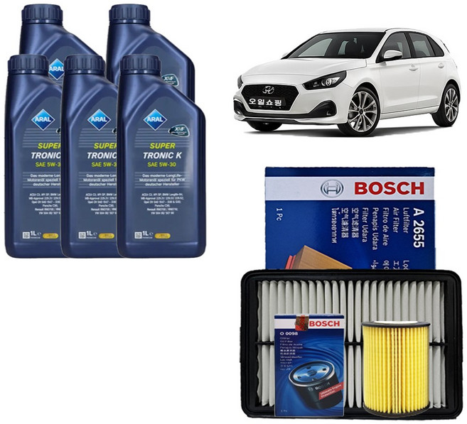 XM3 1.6 가솔린 아랄 수퍼트로닉 K 5W30(5L)SP등급 엔진오일세트, 1개