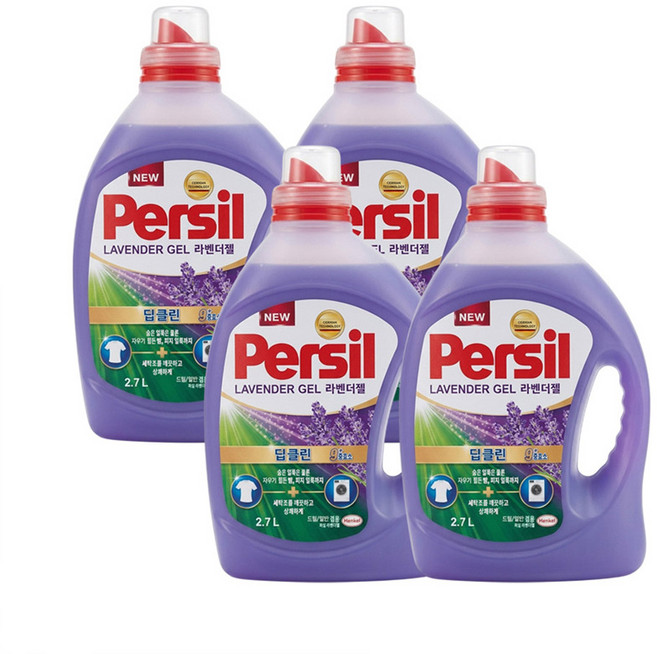 퍼실 딥클린 라벤더 액상세제 드럼용 본품, 2.7L, 4개