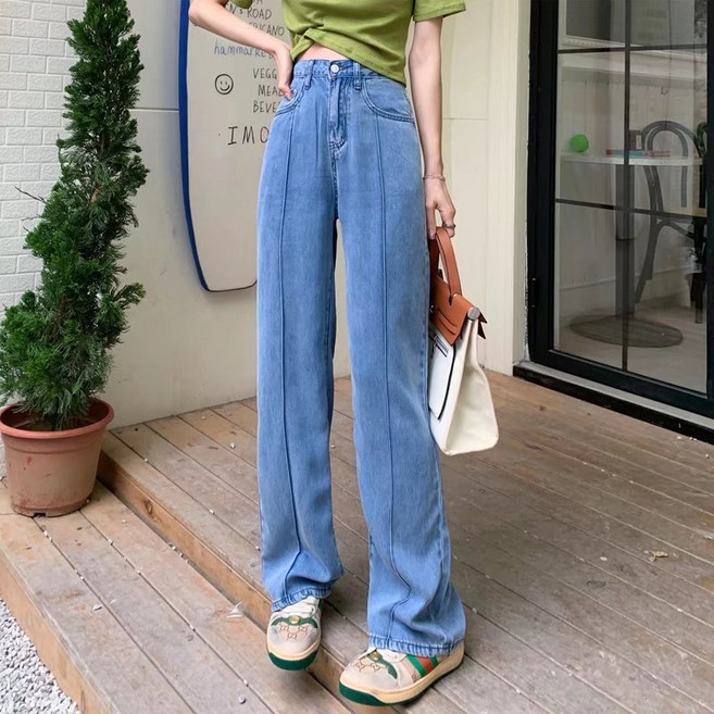 IBOY UGIRL XU0370C 여성 슬림핏 스판 좋은 얇은 일자 하이웨스트 데님 청바지