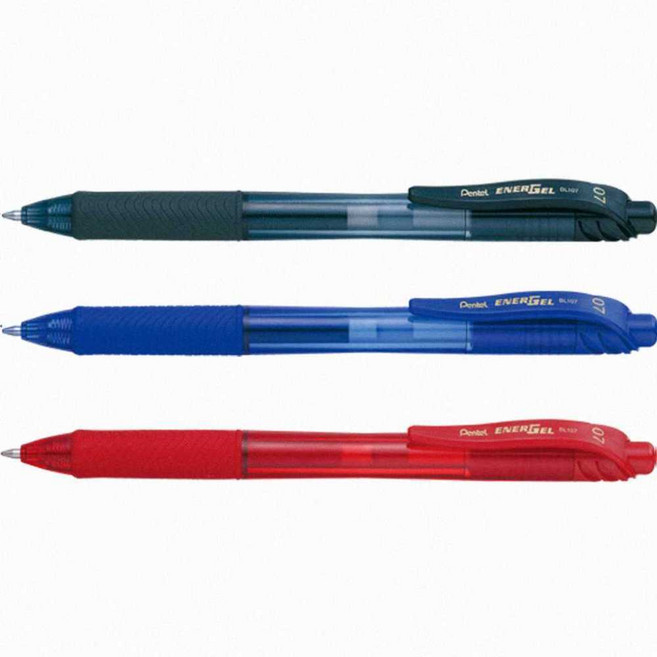 뉴몰 에너겔 엑스 중성펜 0.7mm 필기도구 사무용펜 클립펜, 적색 (593308), 적색 (593308)