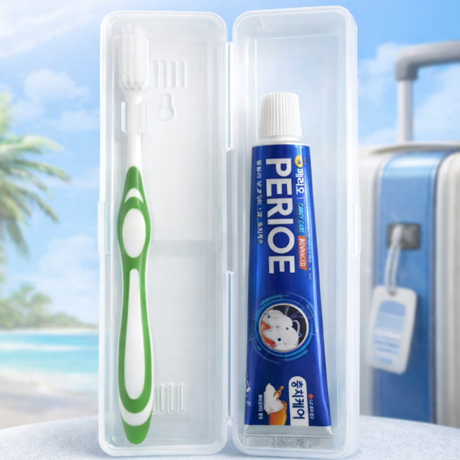페리오 엘지 치약 칫솔 세트 휴대용 여행 양치 케이스, 4개, 50ml