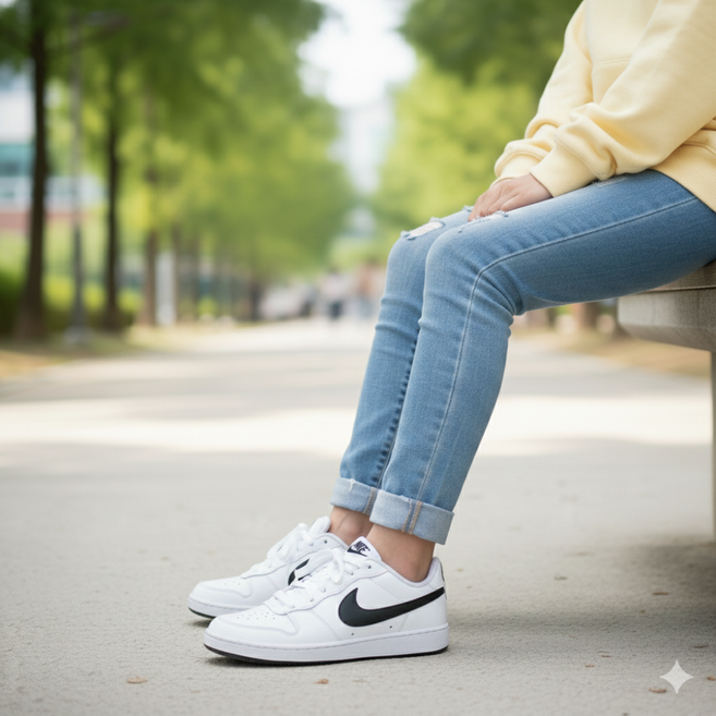 국내매장 나이키 주니어 운동화 코트 버로우 로우 화이트블랙