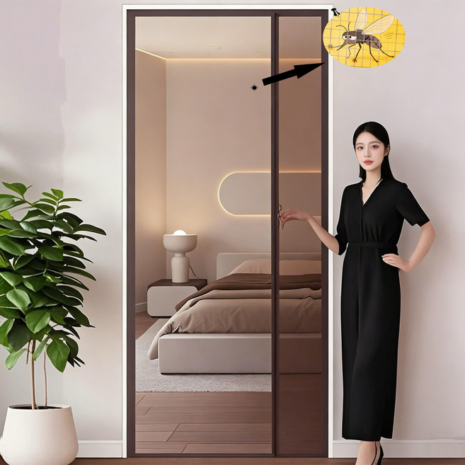 방충망 현관 미세 방충망 방충문 자석 벨크로 모기장, 1개