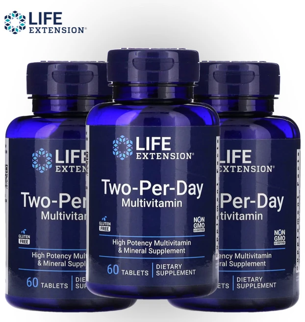 라이프익스텐션 투퍼데이 Two Per Day 멀티 종합 비타민 V2 버전2 60정 3개 - 쿠팡