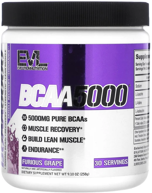 EVLution Nutrition BCAA5000® 퍼리어스 포도 맛 258g(9.1oz), EVLutionNutritionBCAA5000퍼리어스포, 258g, 1개 - 쿠팡