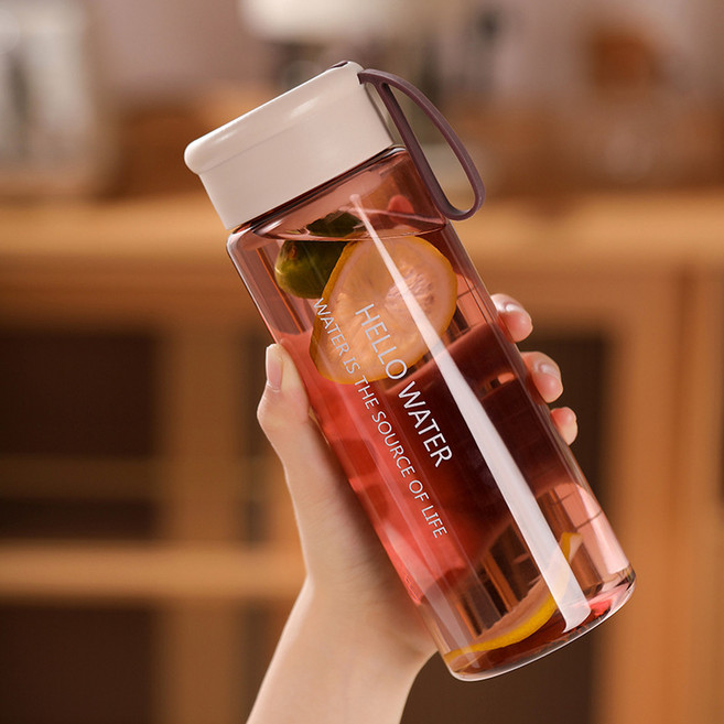 簡約透明茶隔塑膠水杯, 咖色800ml, 1套, 600L