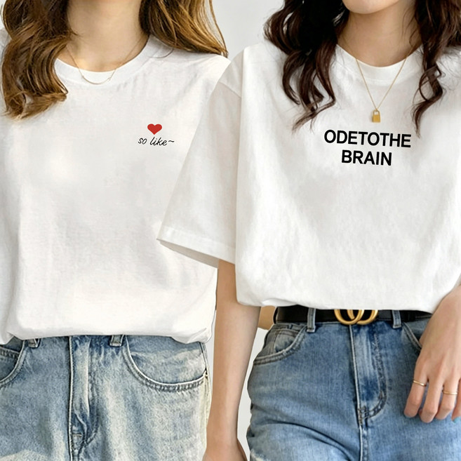 IWENTY 1+1 레드소하트 so like 오버핏 여성순면반팔티