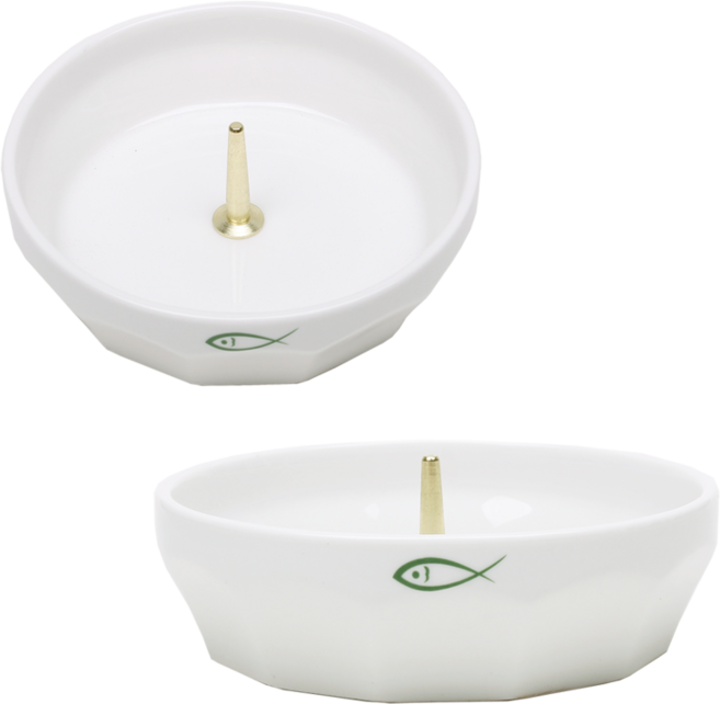 JT 1단 도자기 물고기 촛대 천주교 성물, 1개