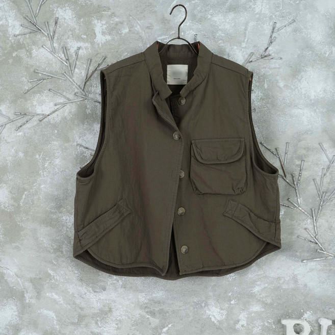 벅시루 여성 뉴욕 코튼 원 건빵포켓 간절기 여성 오버핏 카라 조끼