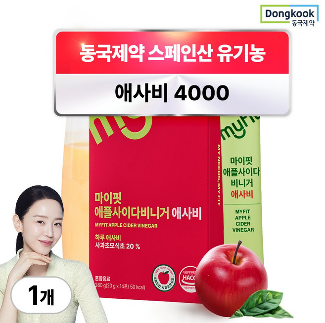 동국제약 마이핏 유기농 애사비 4000 애플사이다비니거 함유 스틱 사과초모식초, 1박스, 280g