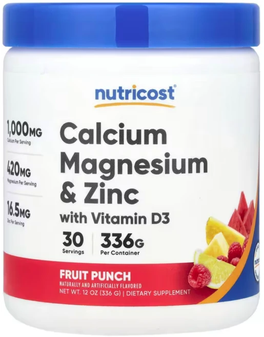 뉴트리코스트 칼슘 마그네슘 및 아연 함유 비타민D3 과일 펀치, 336g, 1개 - 쿠팡