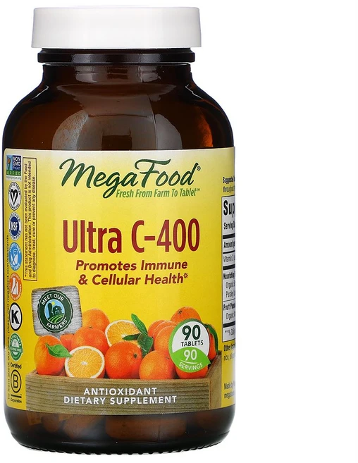 메가푸드 울트라 C 400 90정 비타민 아스코르브산, 1개 - 쿠팡
